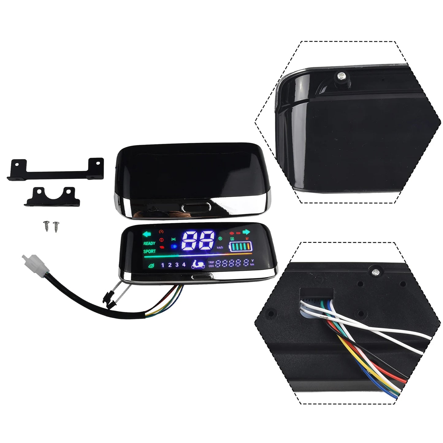 Electric Bike LCD Display Screen 48V–72V with 6-Pin Connector
