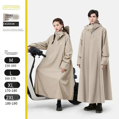 Adult Waterproof One-Piece Cycling Rain Poncho for E-Bikes