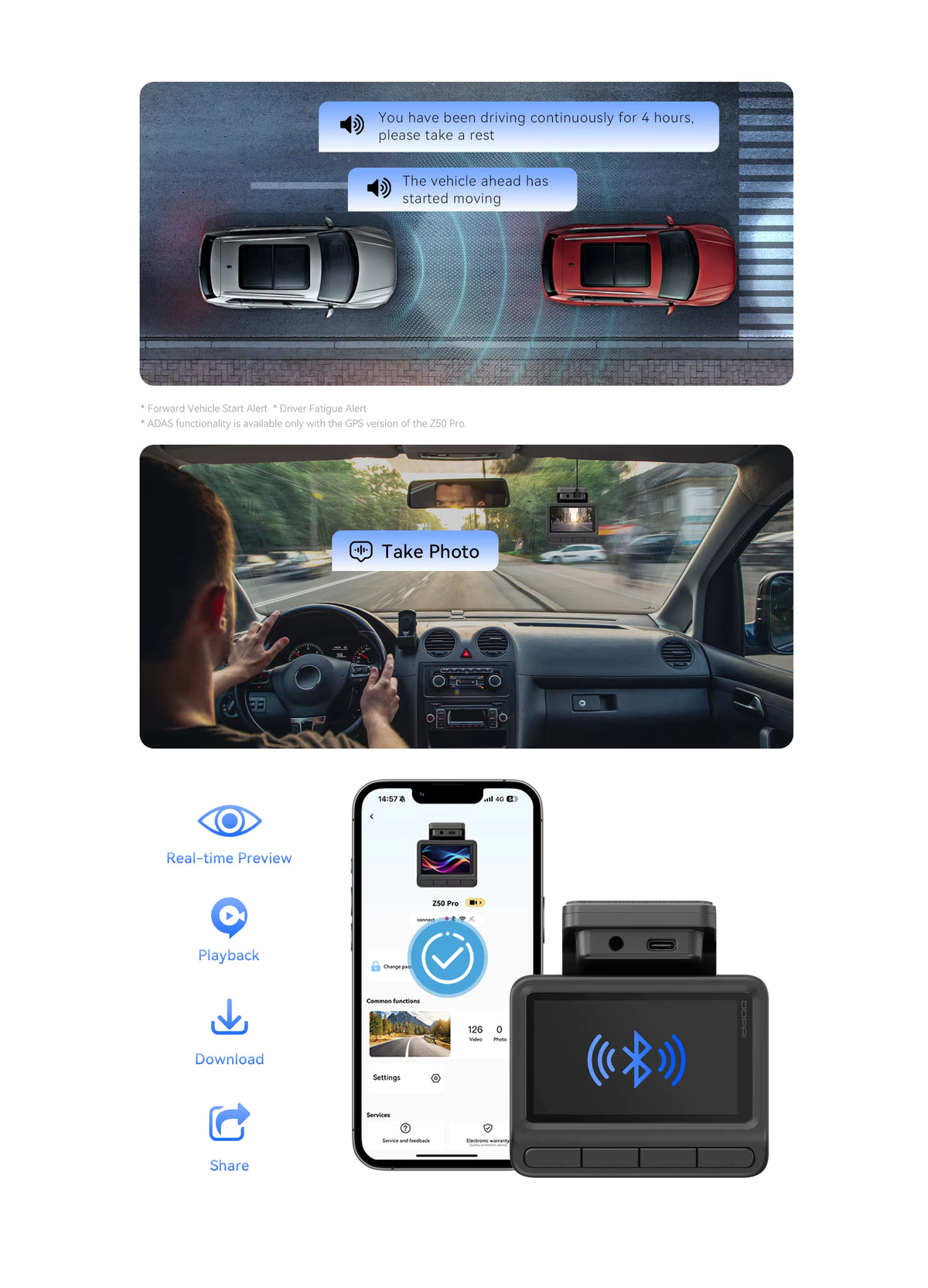 DDPAI Z50 Pro 4K Dash Cam with GPS, ADAS & 3-Inch IPS Screen