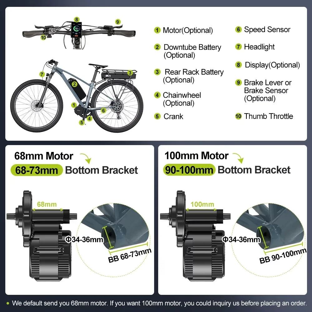 BAFANG BBS02B 48V 750W CAN BUS Mid-Drive E-Bike Conversion Kit