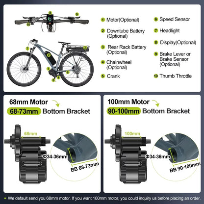 BAFANG BBS02B 48V 750W CAN BUS Mid-Drive E-Bike Conversion Kit