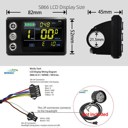 S866 Color LCD Display & Brushless Motor Controller Kit for E-Bike
