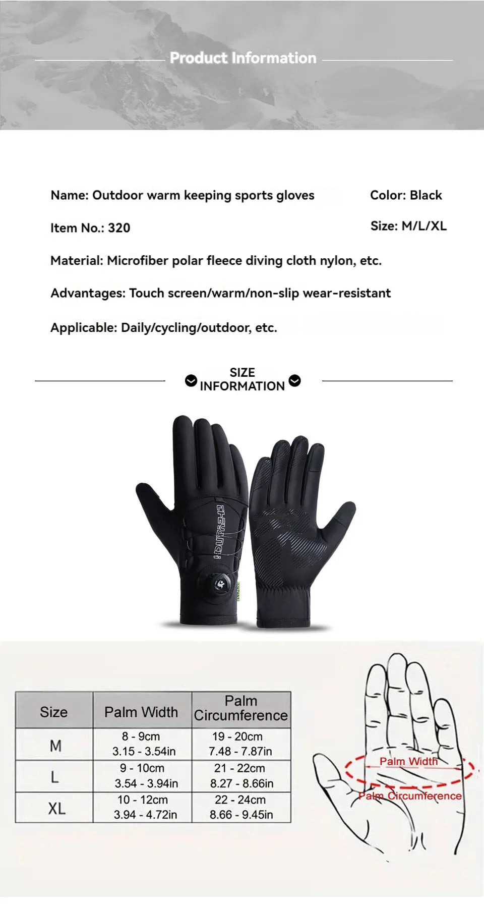 GTUBIKE Winter Waterproof Touchscreen Cycling Gloves