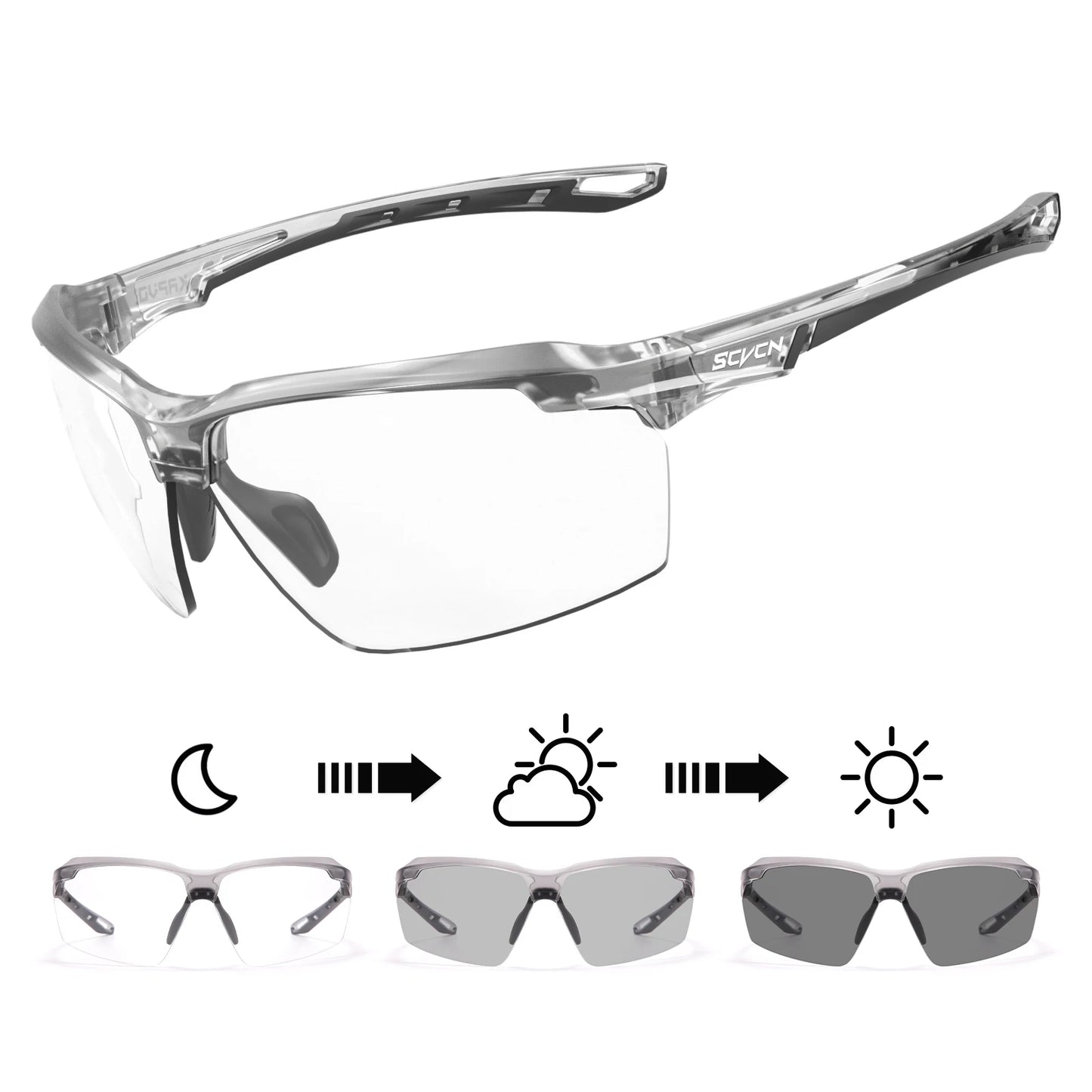 SCVCN Photochromic Cycling Sunglasses UV400 Sports Glasses