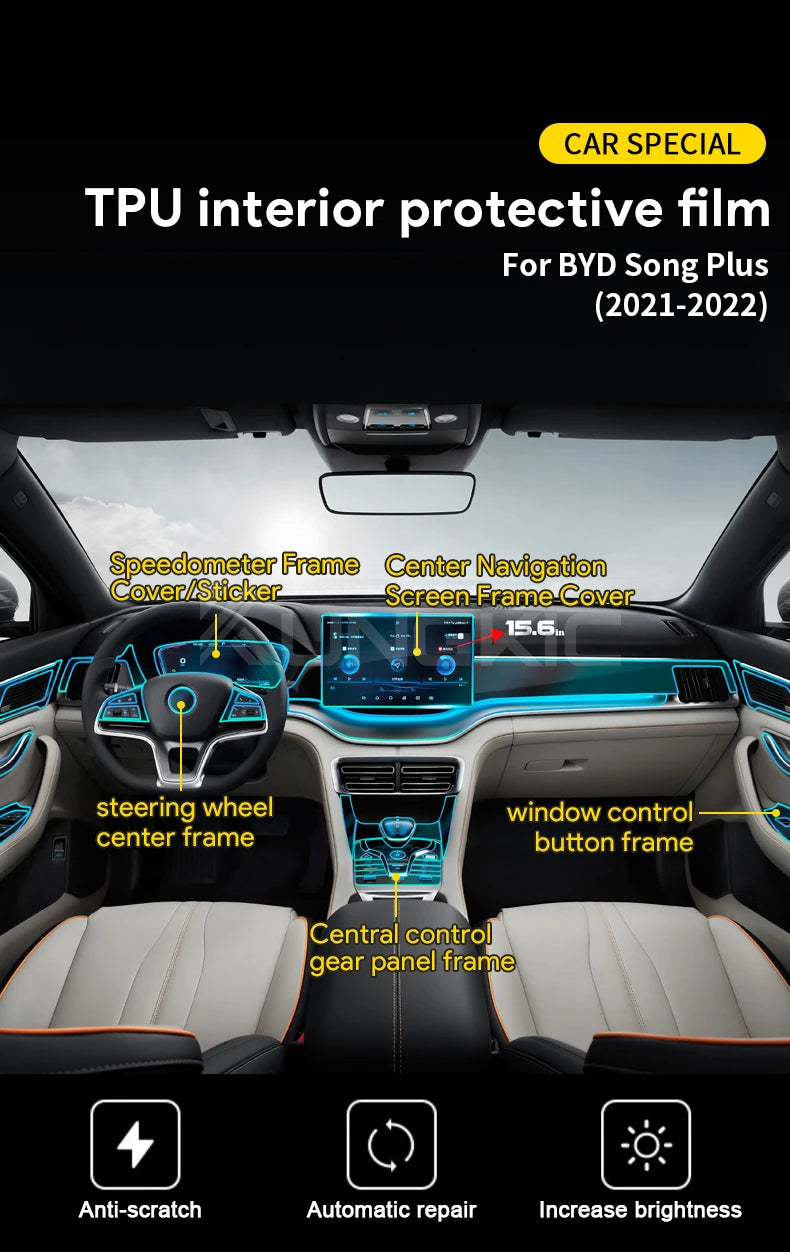 BYD Song Plus Interior TPU Protective Film Kit, 39-Piece Set