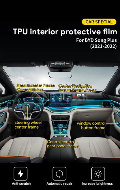 BYD Song Plus Interior TPU Protective Film Kit, 39-Piece Set