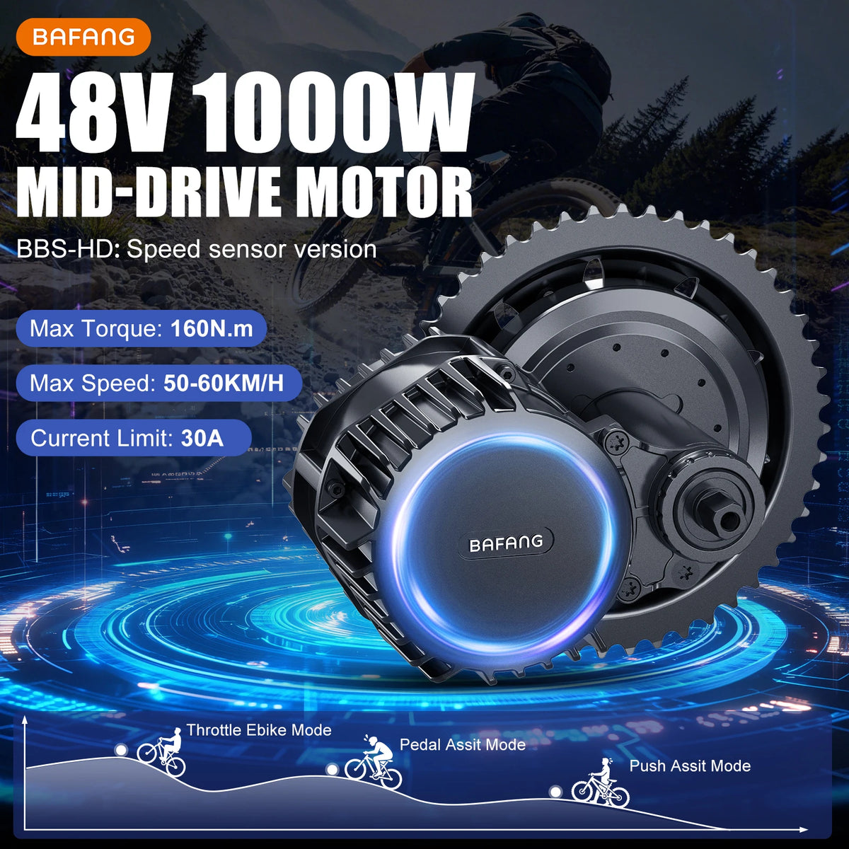 Kit de conversion pour vélo électrique à moteur central BAFANG BBS 500W 750W 1000W