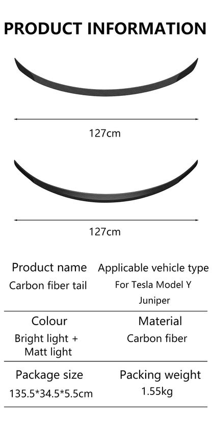 Passend für neuen Tesla Model Y Highland Heckspoiler, High-Performance-Heckflügel aus echtem Carbon, Autozubehör