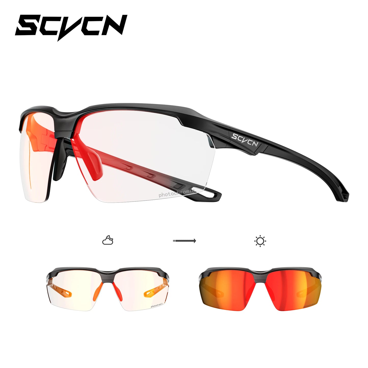 SCVCN Photochromic Cycling Sunglasses UV400 Sports Glasses