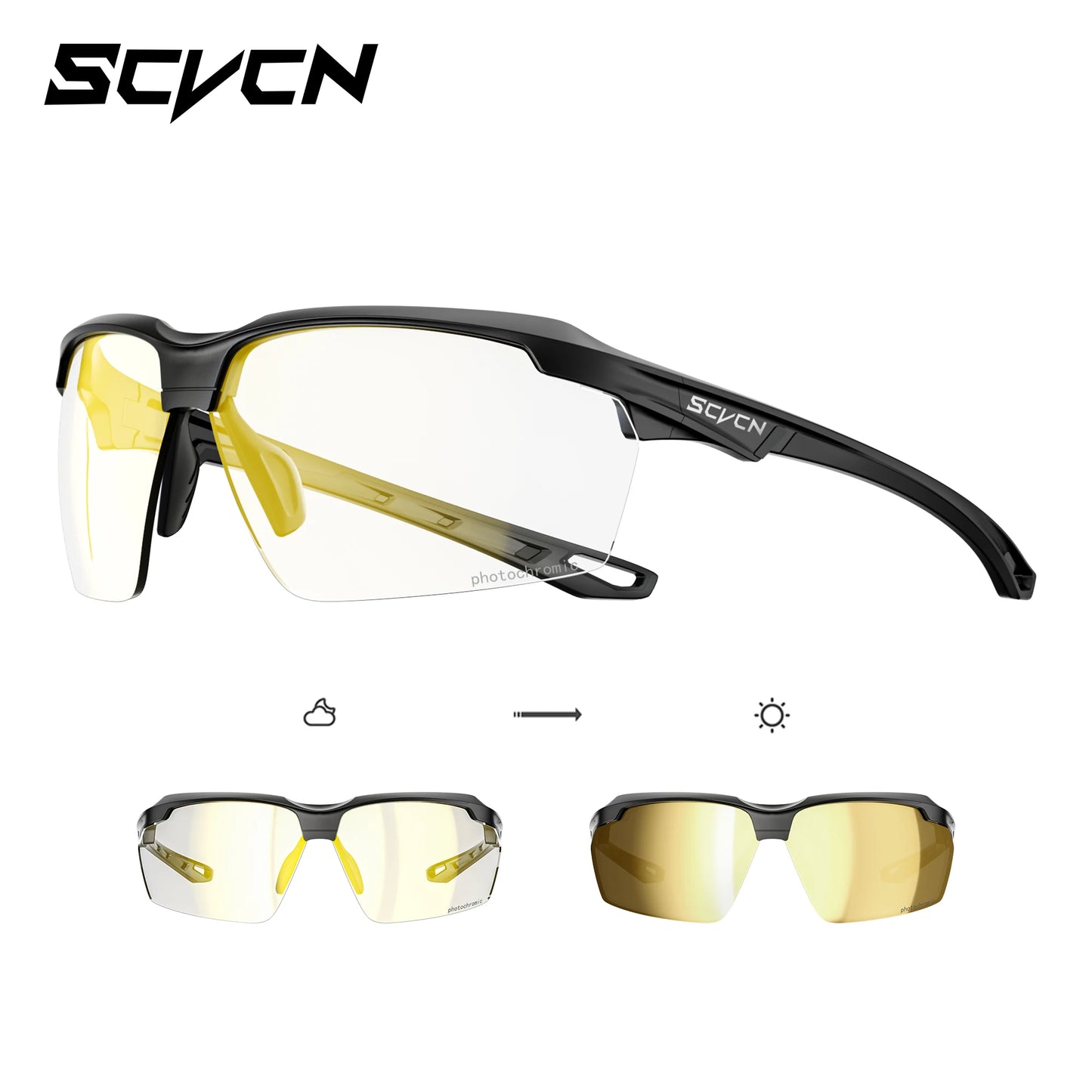 SCVCN Photochromic Cycling Sunglasses UV400 Sports Glasses
