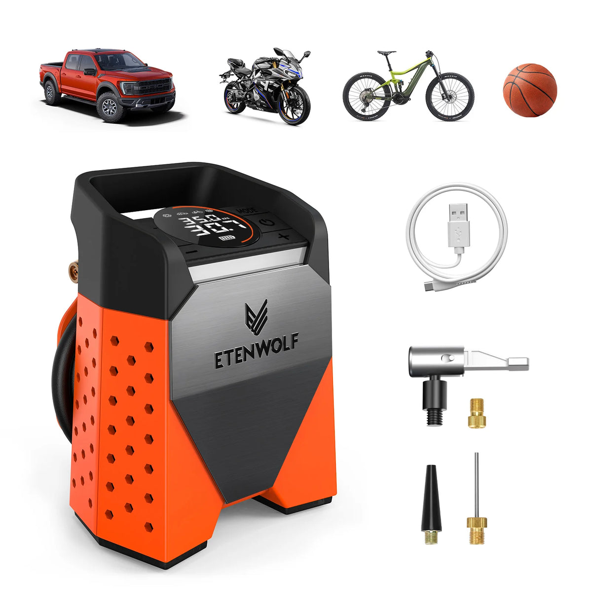 Compresseur d'air portable ETENWOLF ZEPHYR S3C 160 PSI avec batterie 7800mAh
