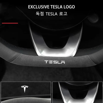 Suede Steering Wheel Cover for Tesla Model 3 / Model Y / Model S / Model X