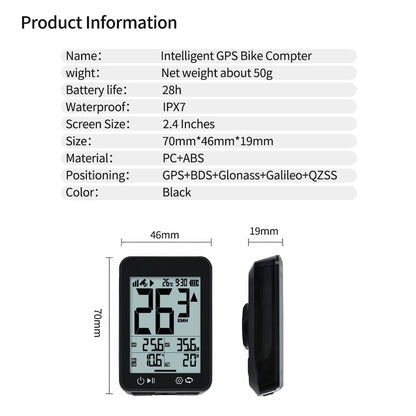 Kabelloser GPS-Fahrradcomputer mit 2,4"-LCD-Display