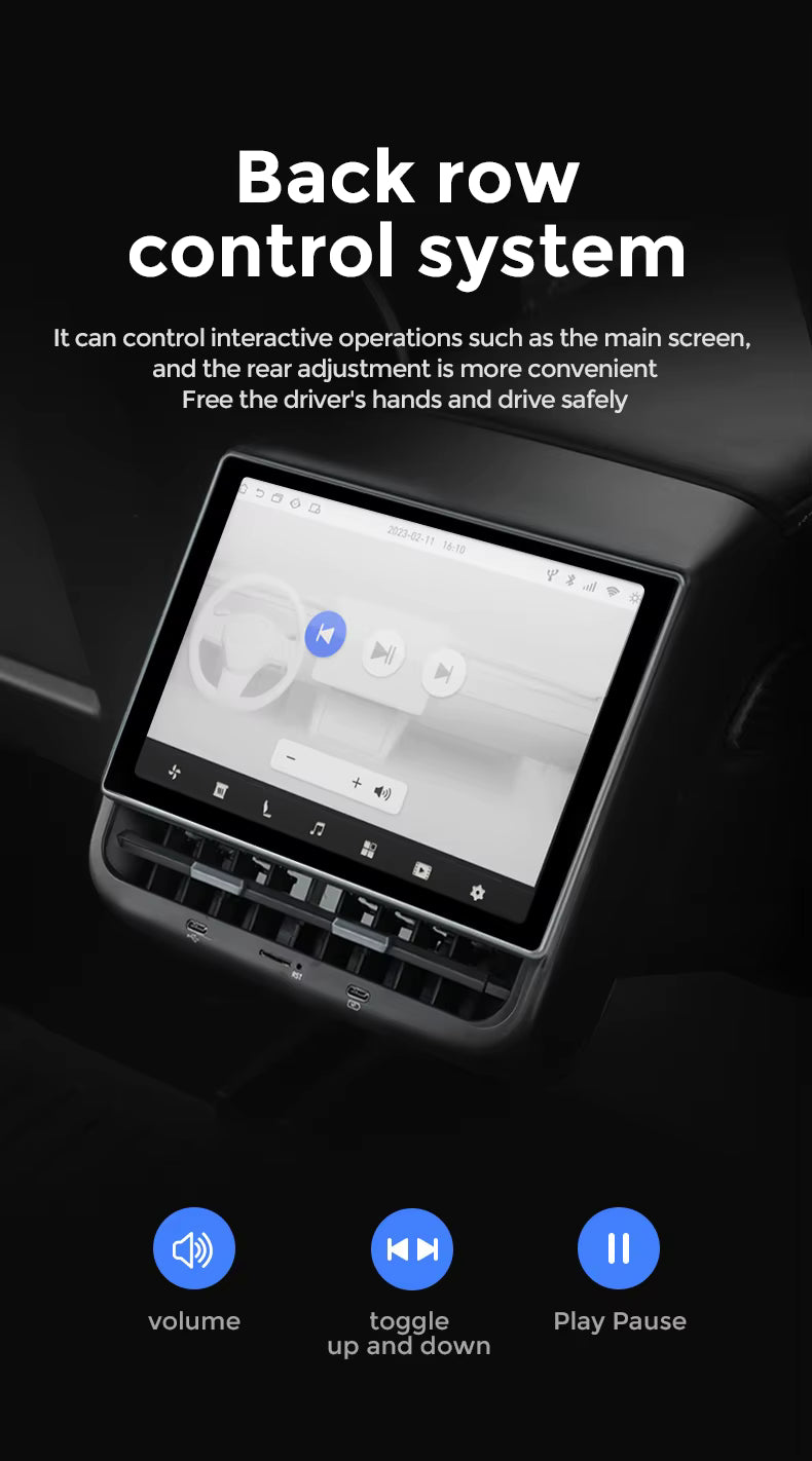 8.66-Inch Android Rear Display for Tesla Model 3 / Model Y 2019–2023