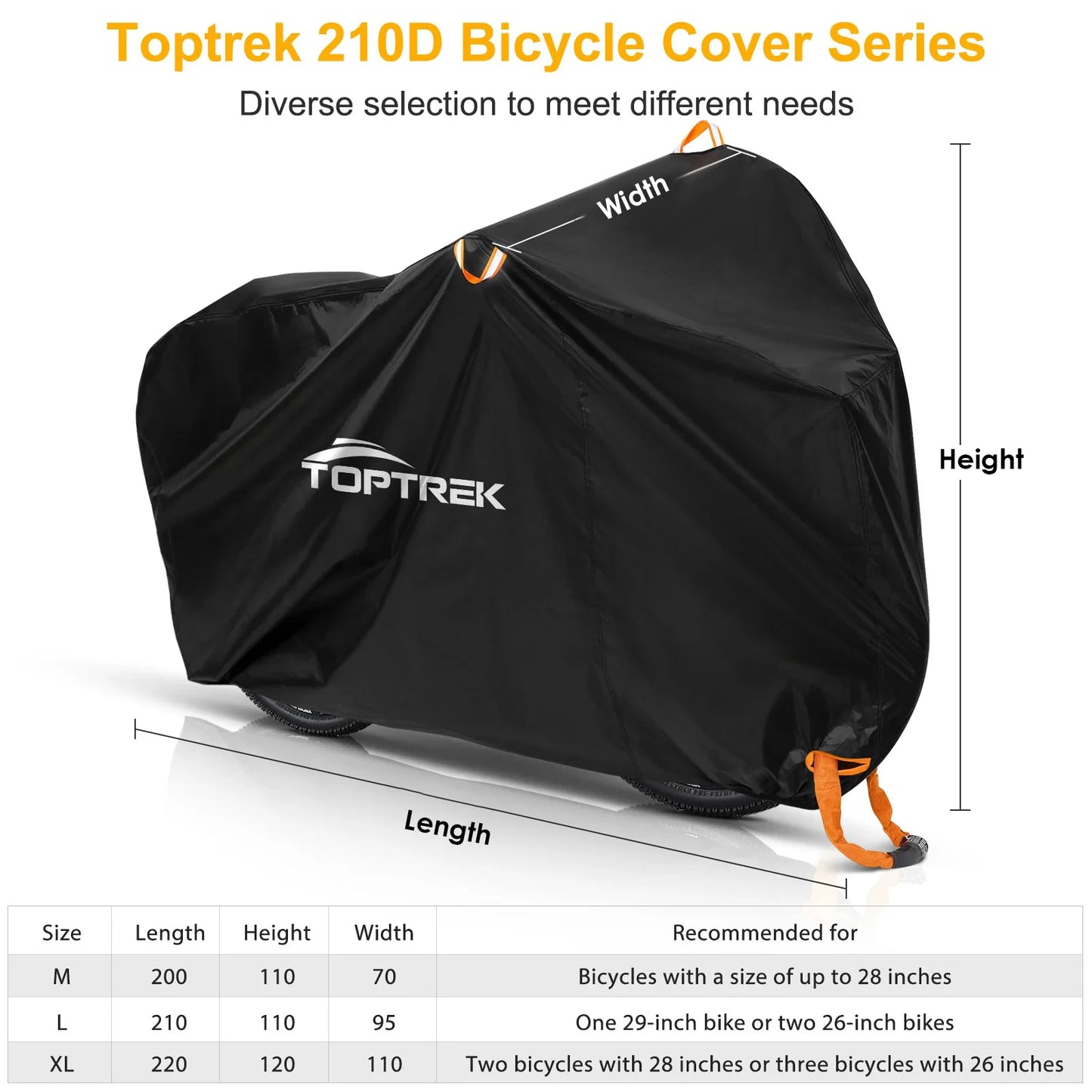 Toptrek Multifunktionale Schutz-Fahrradabdeckung 210D