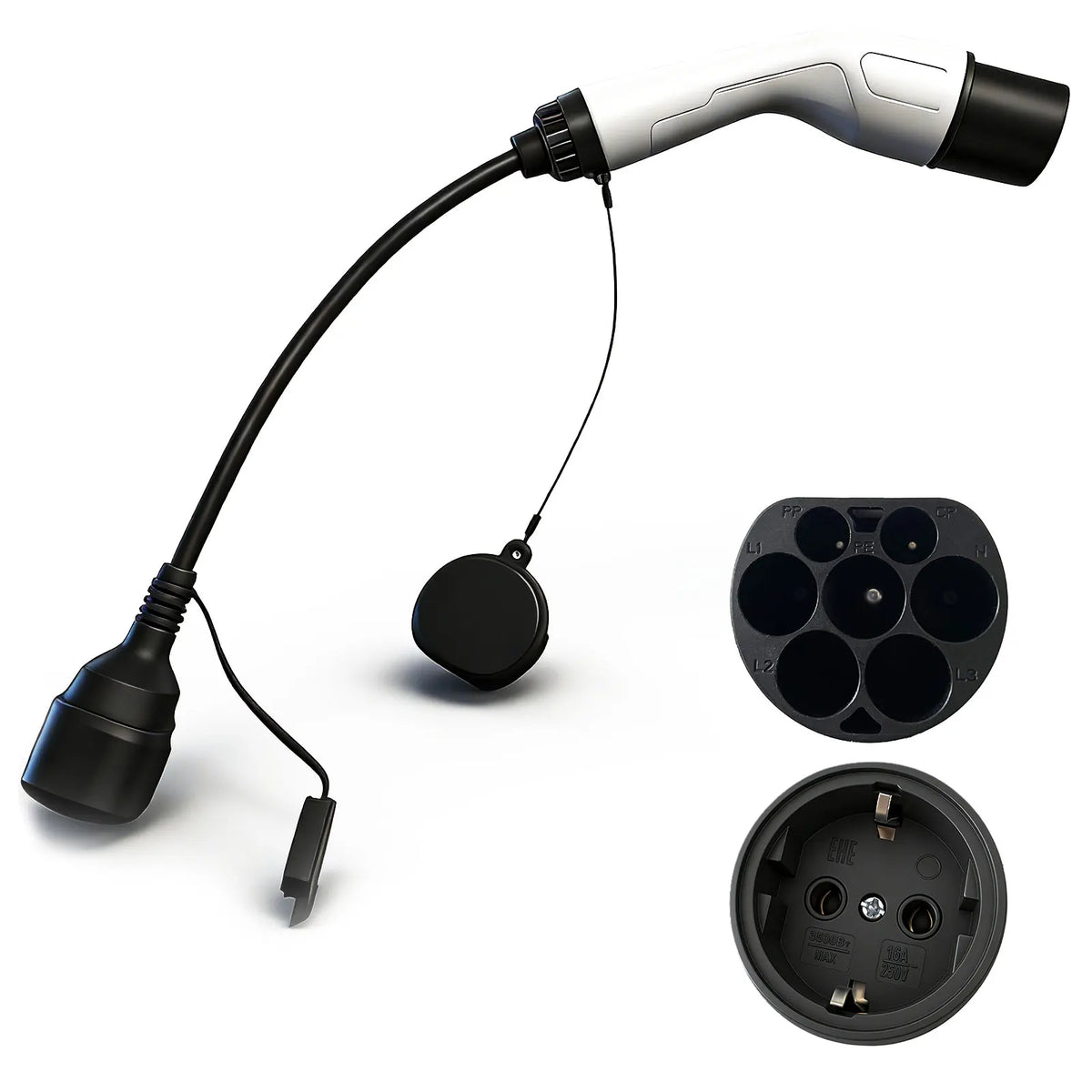 SUSUTOO Type 2 to Schuko Socket Power Adapter 16A