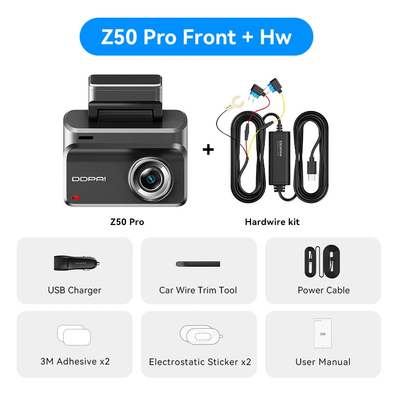 DDPAI Z50 Pro 4K Dash Cam with GPS, ADAS & 3-Inch IPS Screen