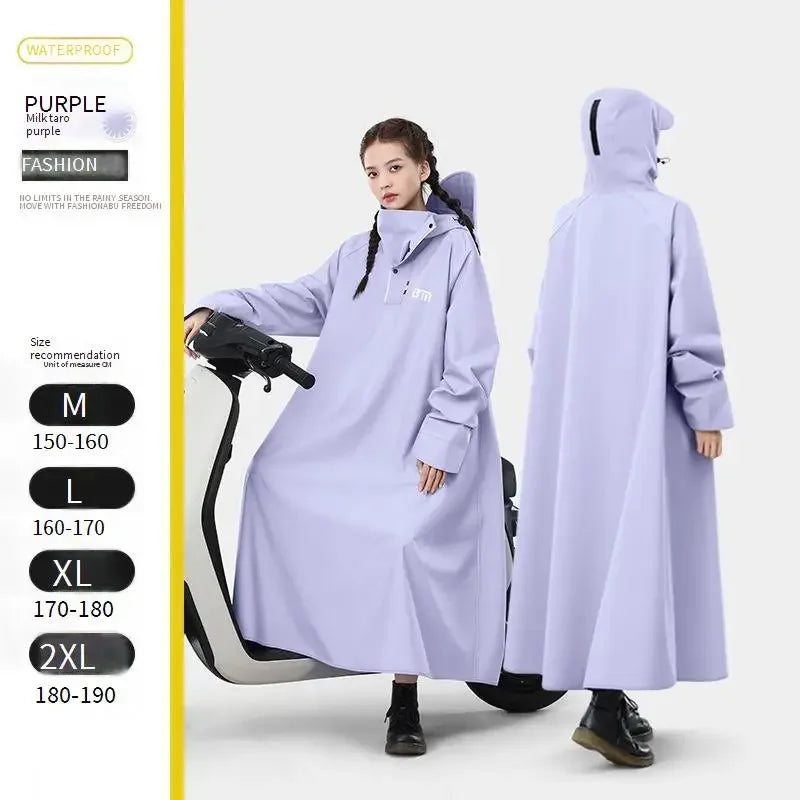 Adult Waterproof One-Piece Cycling Rain Poncho for E-Bikes