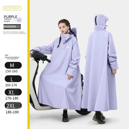 Adult Waterproof One-Piece Cycling Rain Poncho for E-Bikes