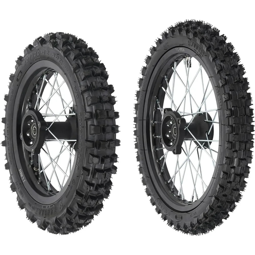 Pit Bike Front & Rear Wheel Set 60/100-14 & 80/100-12 (15mm Axle)