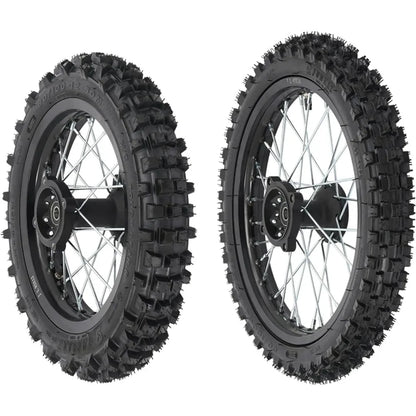 Pit Bike Front & Rear Wheel Set 60/100-14 & 80/100-12 (15mm Axle)