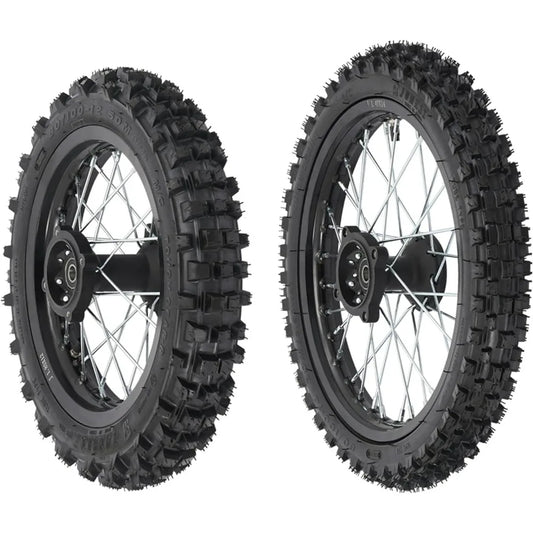 Pit Bike Front & Rear Wheel Set 60/100-14 & 80/100-12 (15mm Axle)