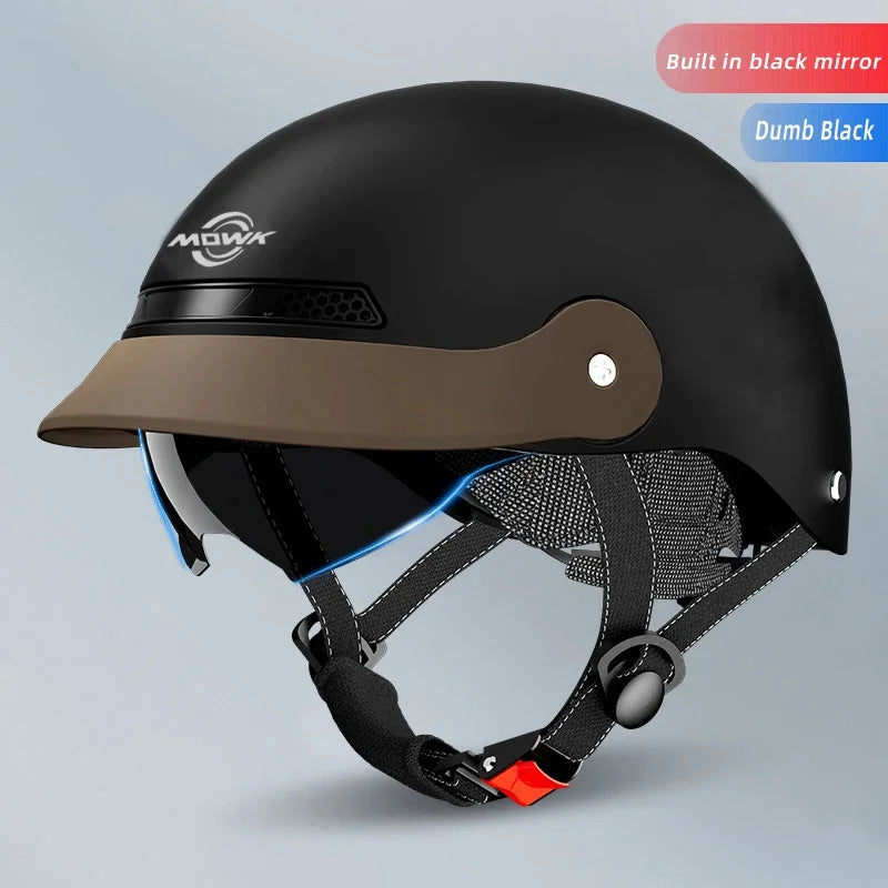 Vintage Open Face Motorcycle Helmet – Half Helmet with Viso