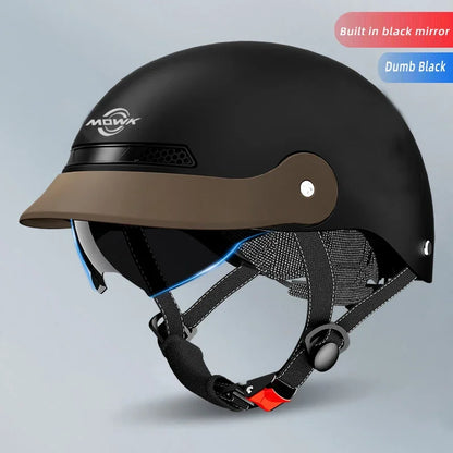 Vintage Open Face Motorcycle Helmet – Half Helmet with Viso