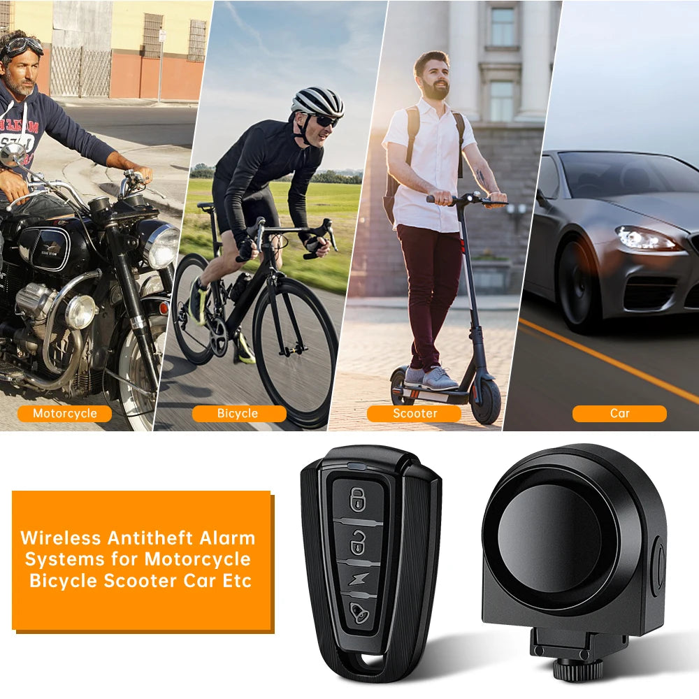 Wireless Bike Alarm – 115dB Waterproof Security Alarm with Remote Control