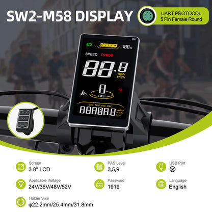 UART E-Bike Display for BAFANG Motors – LCD Bluetooth Control Panel