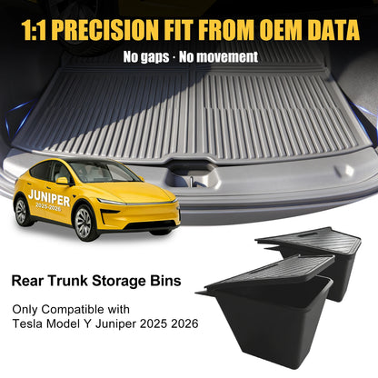 Tesla Model Y Juniper 2025-2026 TPE Trunk Side Storage Bins 3-Piece Set