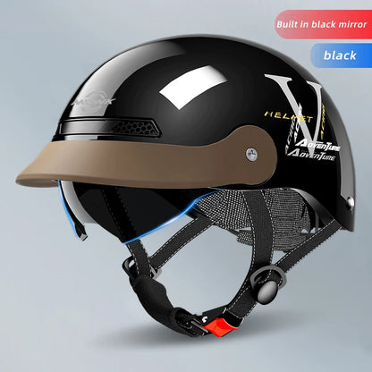 Vintage Open Face Motorcycle Helmet – Half Helmet with Viso
