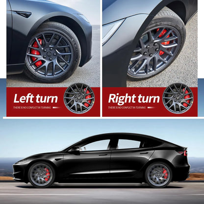 Tesla Model 3 Highland 2024-2026 Aluminium-Bremssattelabdeckungen mit Aufklebern, 4-teiliges Set