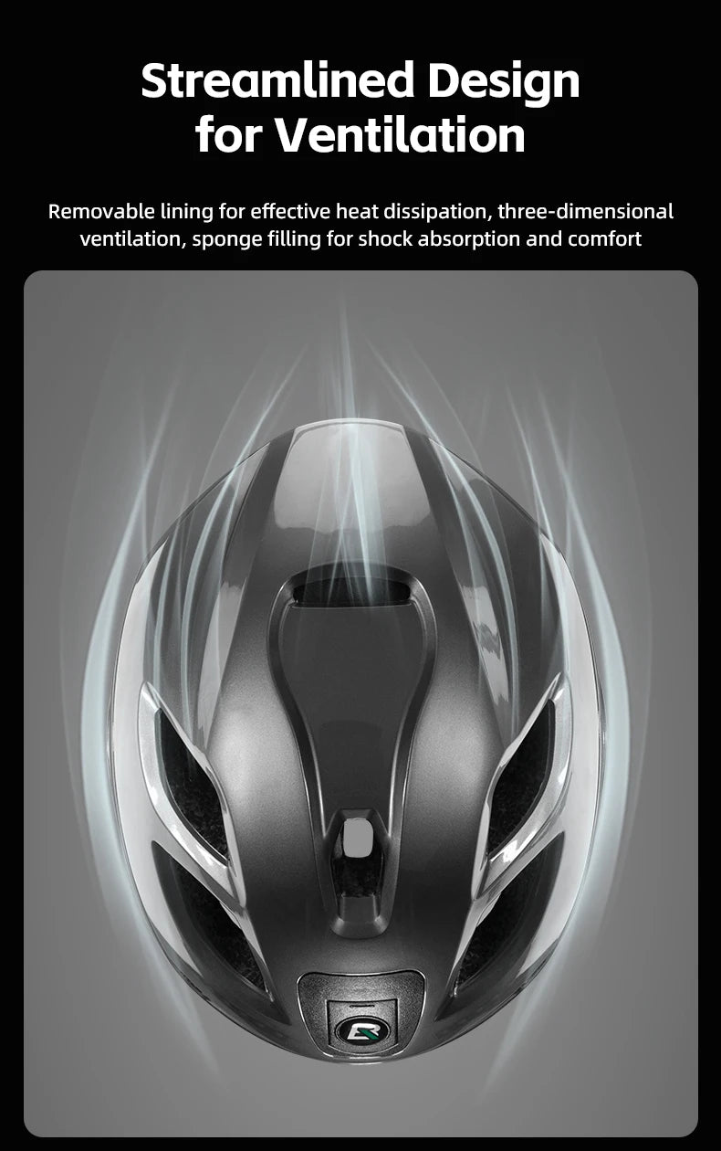 ROCKBROS Rechargeable Cycling Helmet with Front and Rear Light