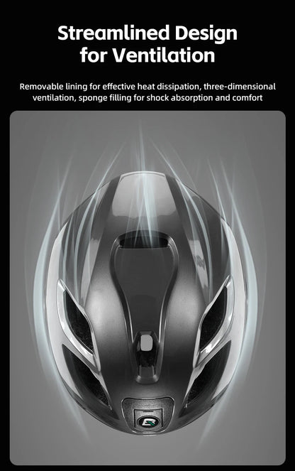 ROCKBROS Rechargeable Cycling Helmet with Front and Rear Light