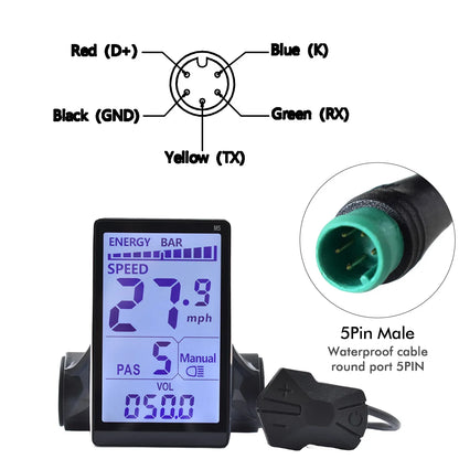 MCEZDY UART2 E-Bike Display & Fahrradcomputer 24V 36V 48V 60V LCD-Kilometerzähler