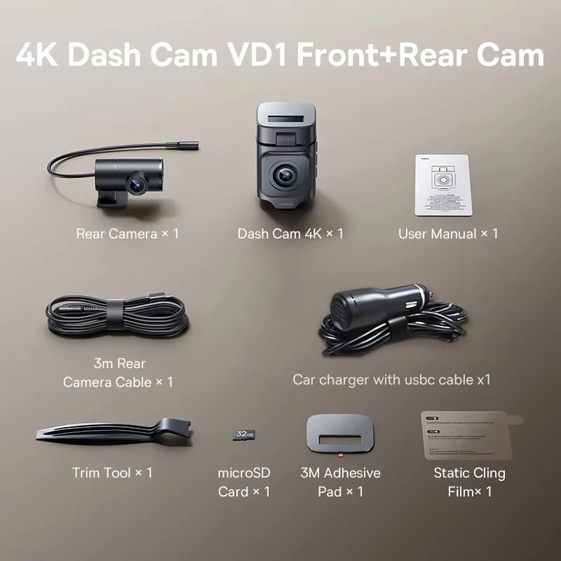 Baseus 4K + 1080P Dual Dash Cam with Sony STARVIS, GPS & Wi-Fi 6