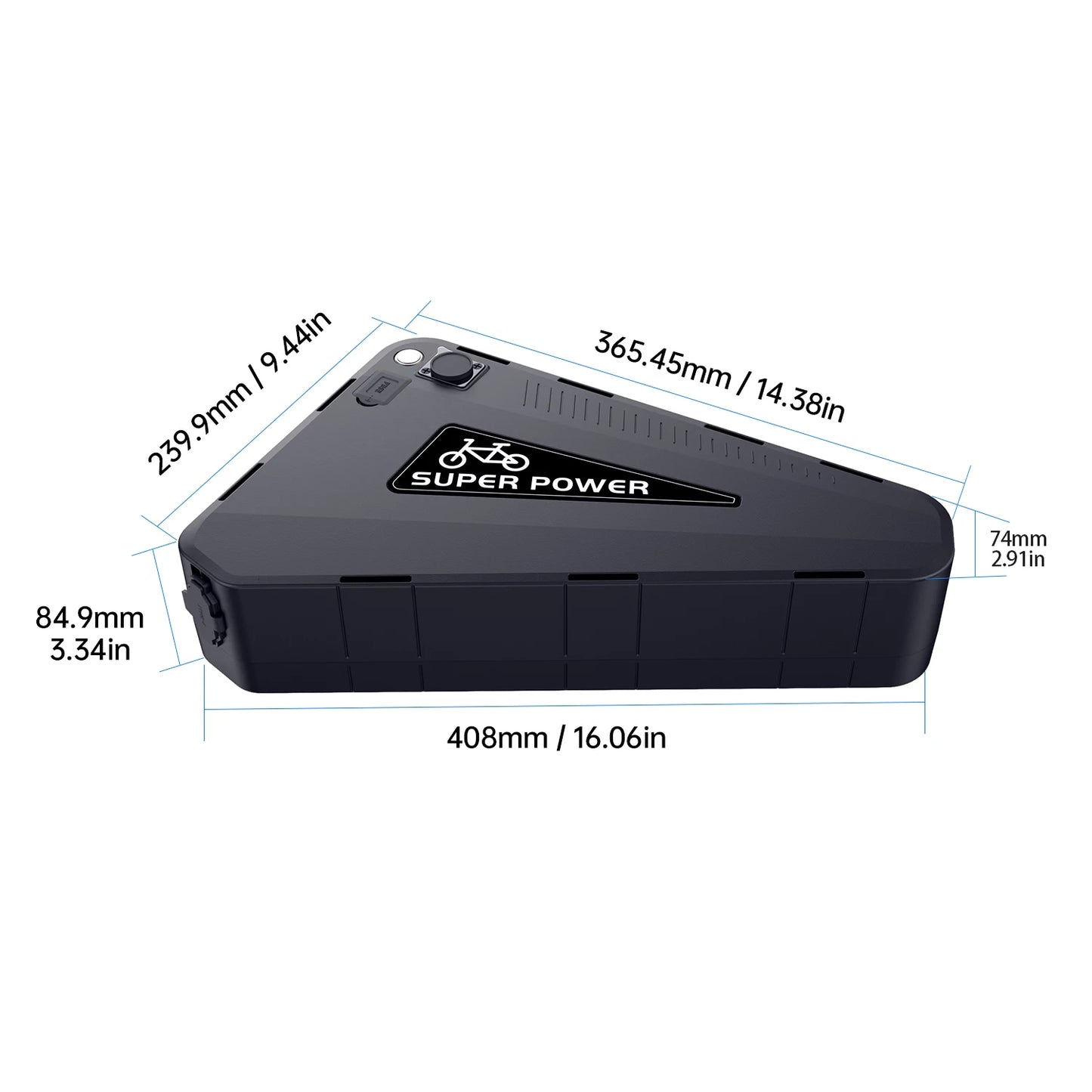 Waterproof Triangle E-Bike Battery – 36V, 48V & 52V Lithium Battery Pack
