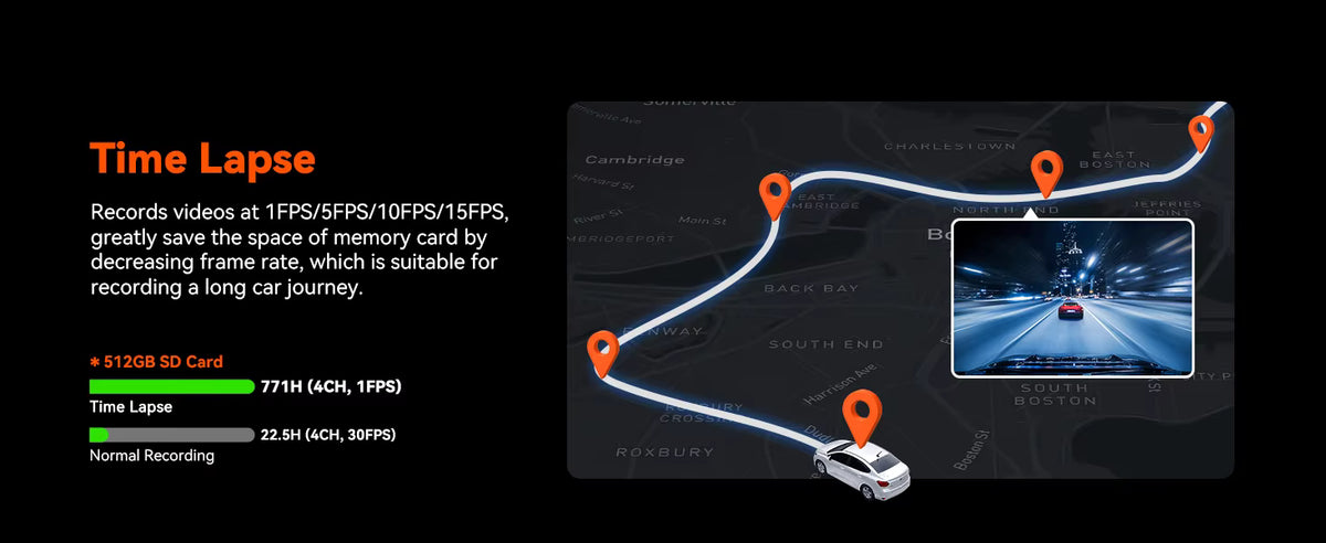 Caméra embarquée 4 canaux Vantrue N5 à 360° avec WiFi, GPS et vision nocturne infrarouge