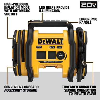 DEWALT 20V MAX 160 PSI Cordless & Corded Air Inflator DCC020IB