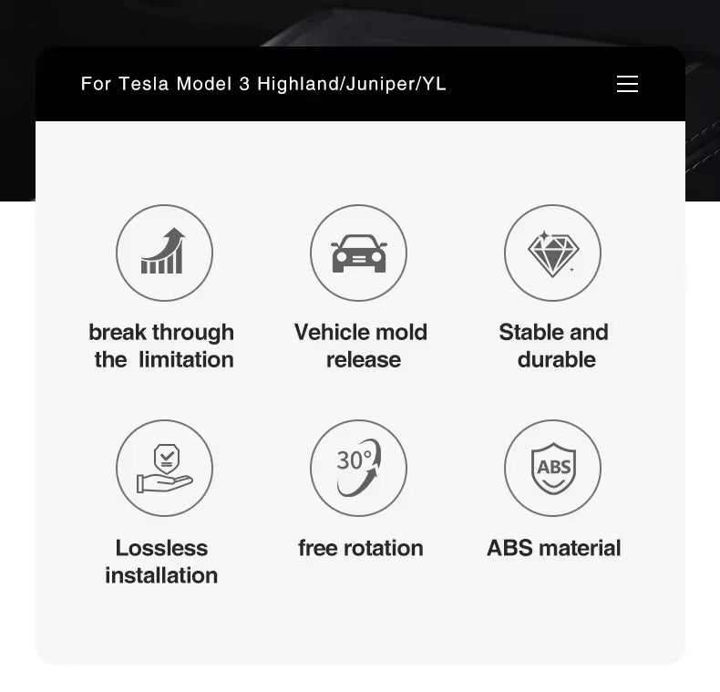 Schwenkbare Touchscreen-Halterung für Tesla Model 3 Highland / Model Y Juniper
