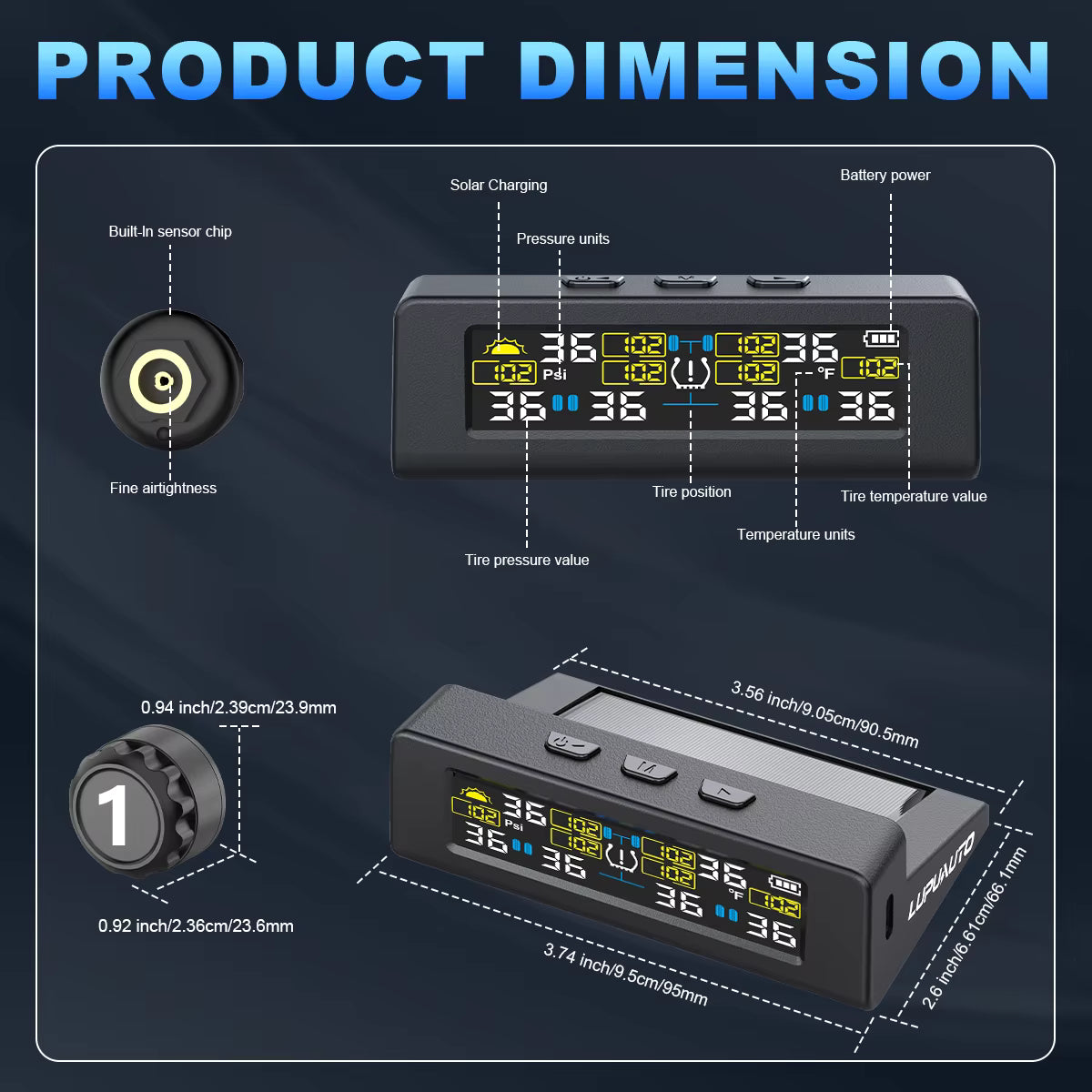 T20 Solar & USB TPMS Tyre Pressure Monitor