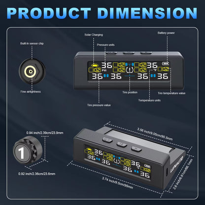T20 Solar & USB TPMS Tyre Pressure Monitor