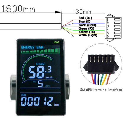 MCEZDY UART2 E-Bike Display & Fahrradcomputer 24V 36V 48V 60V LCD-Kilometerzähler