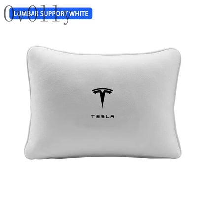 Suede Car Headrest & Lumbar Support Pillow for Tesla
