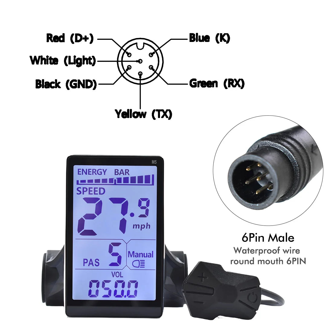 MCEZDY UART2 E-Bike Display & Fahrradcomputer 24V 36V 48V 60V LCD-Kilometerzähler