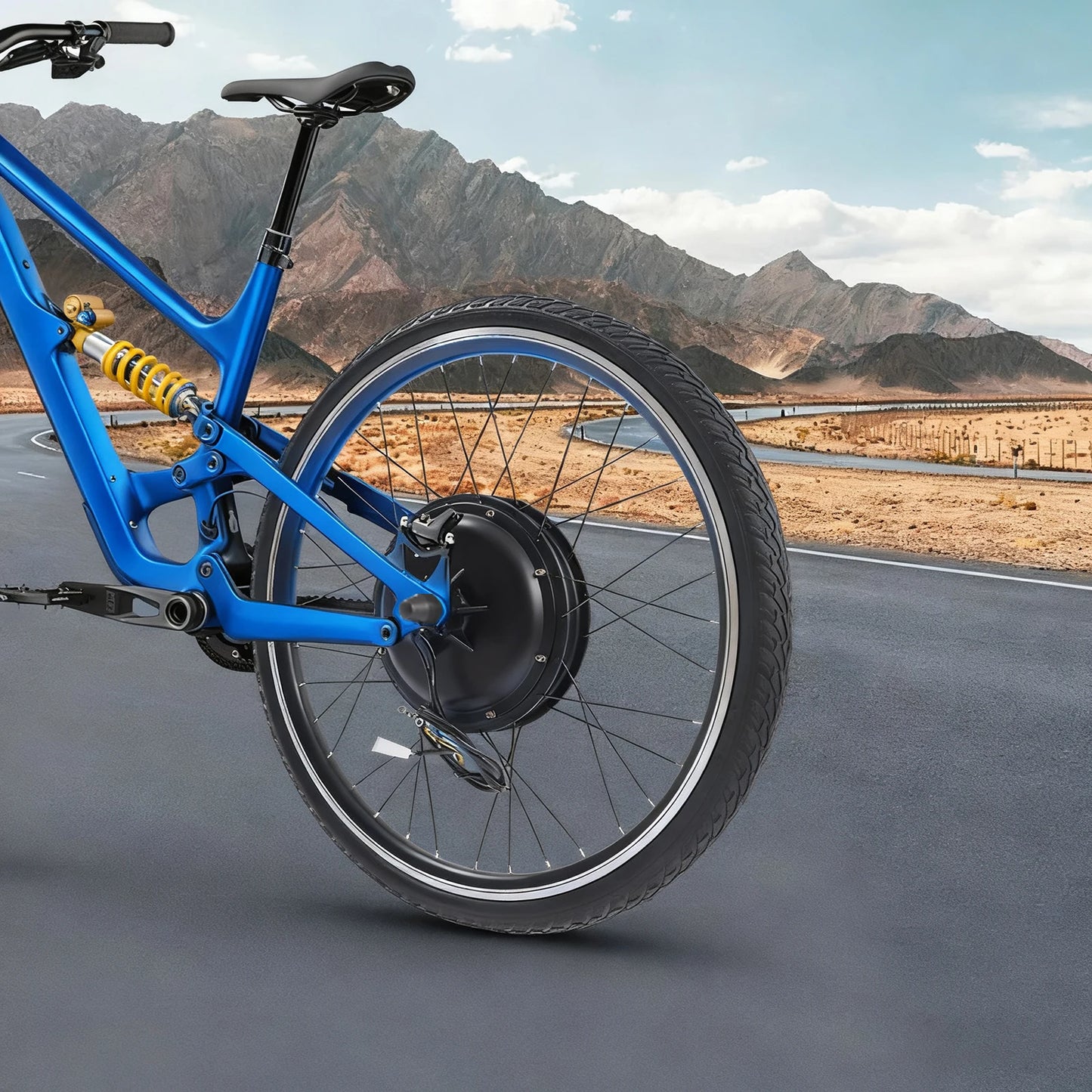 26 Zoll 48V 1000W Elektrofahrrad Umbausatz - Bürstenloser Getriebeloser Motor, Daumengas & 3 LED-Leuchten, Bremsabschaltung & 120KG