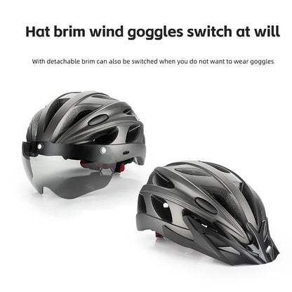 ROCKBROS Fahrradhelm, leichter integrierter Helm, Kopfschutz, Schutzhelm mit Brille, Herren Damen MTB Rennrad Helm