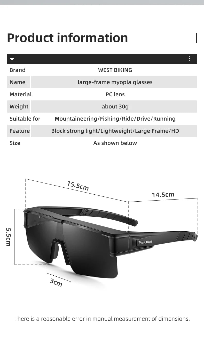 WEST BIKING Polarisierte große Rahmen UV-Schutzbrille