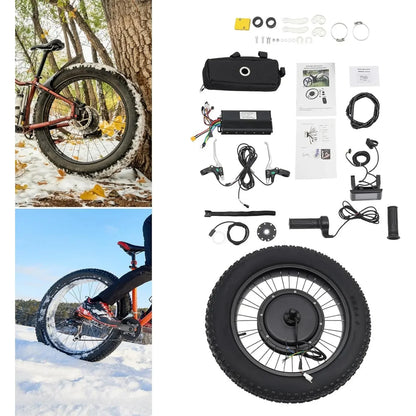 48V 1500W Snow E-Bike Rear Wheel Conversion Kit – Wide Tyre Hub Motor + LCD Display